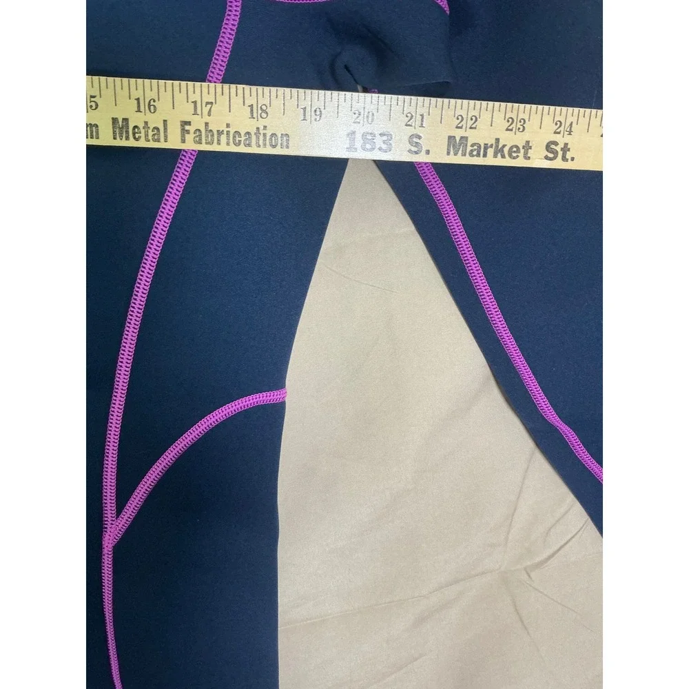 GoldFin Wetsuit Top Womens 2mm Navy Pink Excellent Zip Front Long Sleeve Jacket